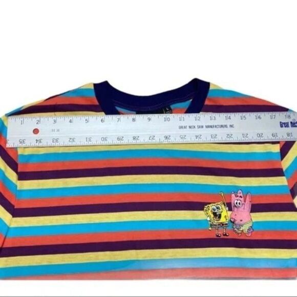 Nickelodeon T-Shirt Mens M Spongebob Patrick Stripe Colorful 90’s Retro Cartoon - Picture 9 of 14